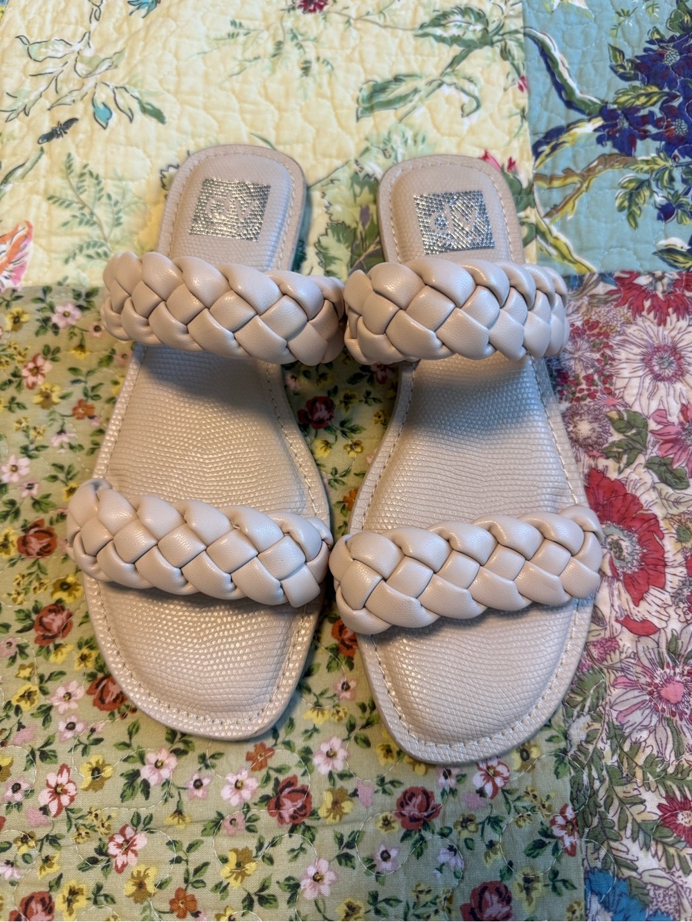 Dolce Vita Braided Double-Strap Slide Sandals - Light Beige